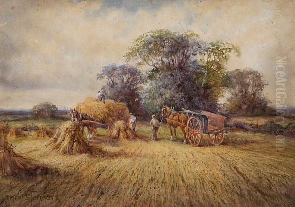 Haymaking Oil Painting by Henry Stannard