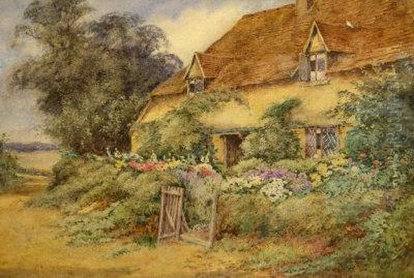 Country Cottage And Garden Oil Painting by Henry Stannard