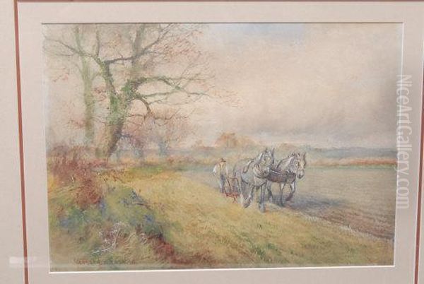 Heavy Horse In The Field Oil Painting by Henry Stannard