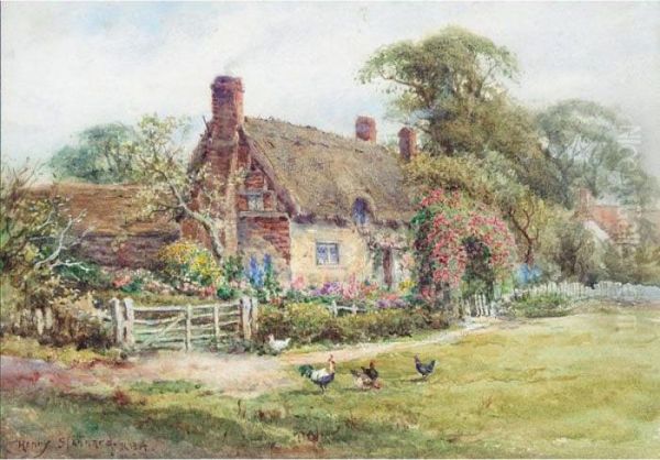 The Cottage Garden Oil Painting by Henry Stannard