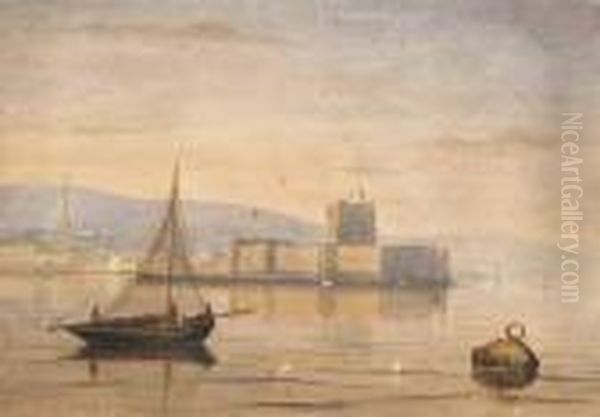 Carrickfergus Castle From Belfast Lough Oil Painting by Anthony Carey Stannus