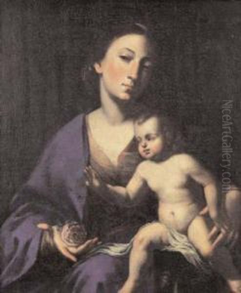 La Vierge A La Rose Avec L'enfant Jesus Oil Painting by Massimo Stanzione