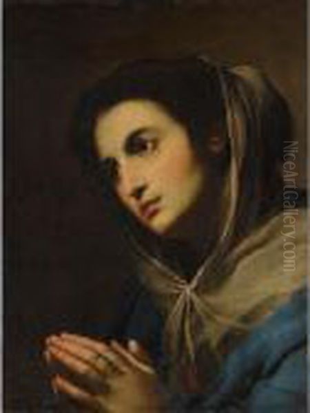 Madonna In Preghiera Oil Painting by Massimo Stanzione