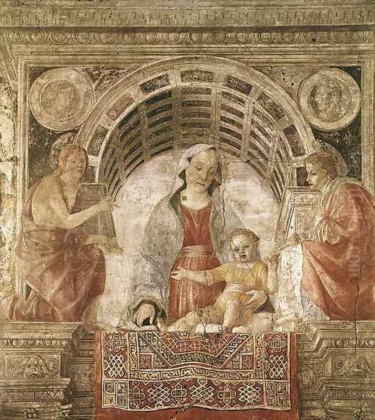 Madonna and Child with St John the Baptist and St John the Evangelist 1485 Oil Painting by Vincenzo Foppa