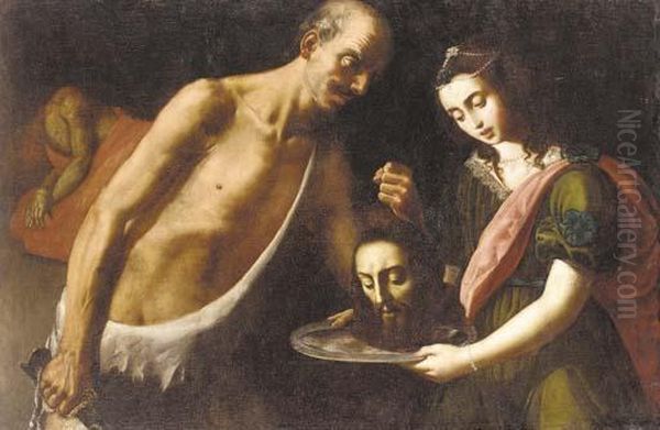 Salome With The Head Of Saint John The Baptist Oil Painting by Massimo Stanzione