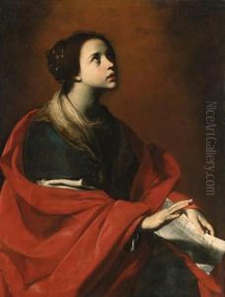 Saint Cecilia Oil Painting by Massimo Stanzione