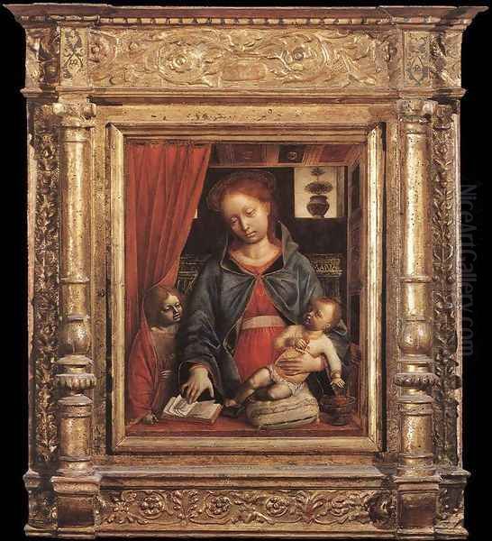 Madonna And Child With An Angel 1479-80 Oil Painting by Vincenzo Foppa