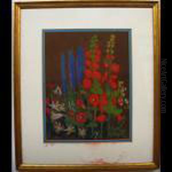 Wildflowers (holly Hocks, Poppies, Etc.) Oil Painting by Owen B. Staples