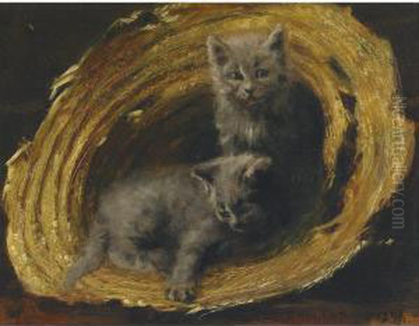 The Kittens Oil Painting by Owen B. Staples