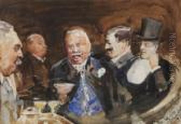 At Executive Club Oil Painting by Robert Ponsonby Staples