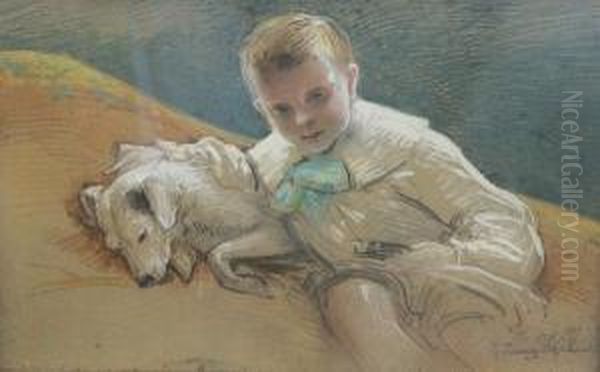 The Boy And Dog Oil Painting by Robert Ponsonby Staples