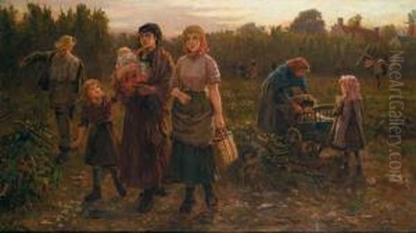 Evening; Return From The Hop Fields Oil Painting by Robert Ponsonby Staples