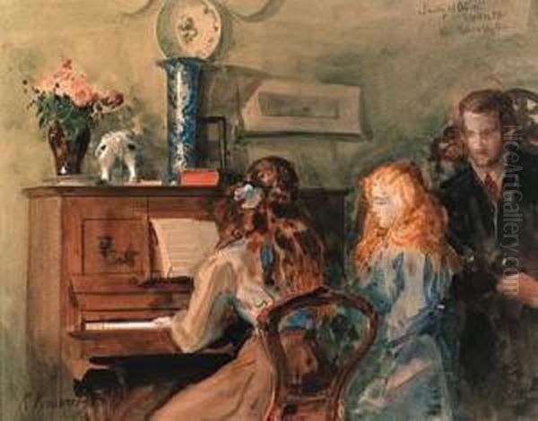 At The Piano Oil Painting by Robert Ponsonby Staples