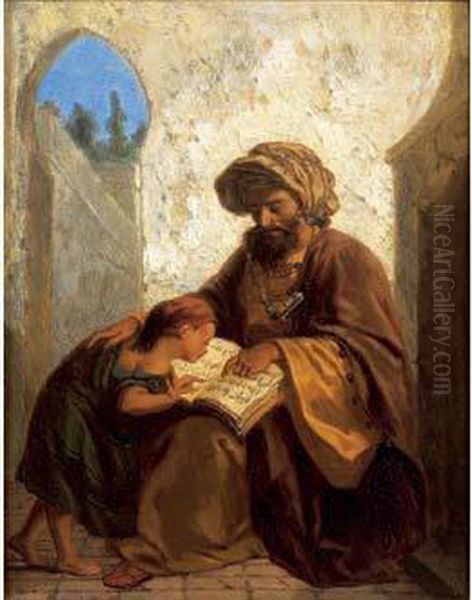 La Lecture Du Coran En Turquie Oil Painting by Julius Josephus Gaspard Starck