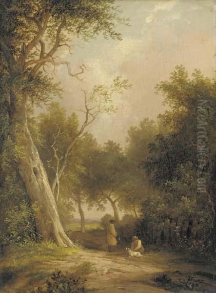 La Chasse Dans Le Bois Oil Painting by Julius Josephus Gaspard Starck