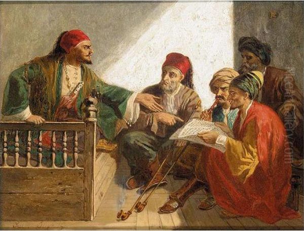 News Of The Capture Of Constantinople Oil Painting by Julius Josephus Gaspard Starck