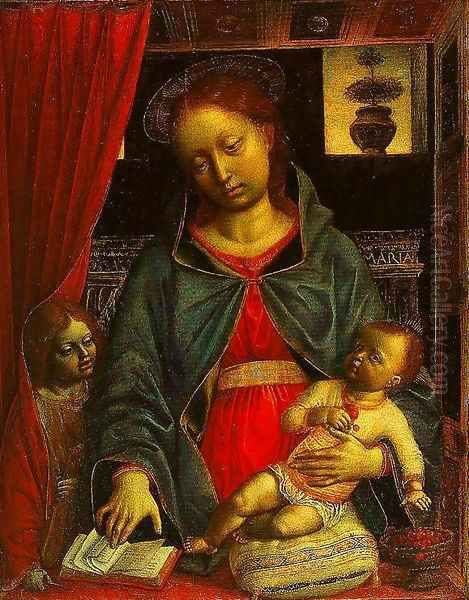 Madonna and Child with an Angel Oil Painting by Vincenzo Foppa