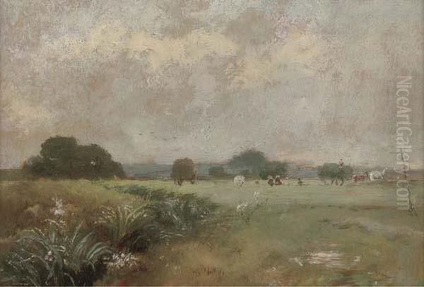 Hale Farm Water Meadows Oil Painting by Arthur James Stark