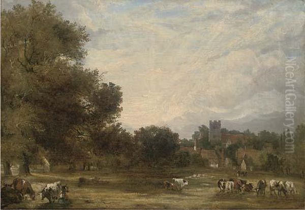 Aylesford Church Oil Painting by Arthur James Stark