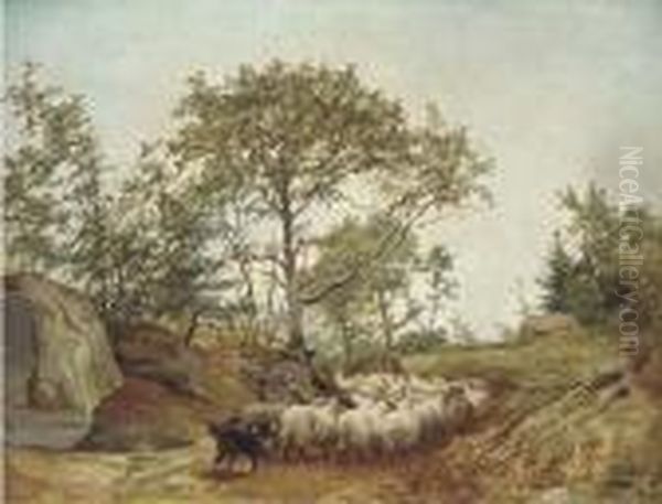 Counting The Sheep Oil Painting by Arthur James Stark