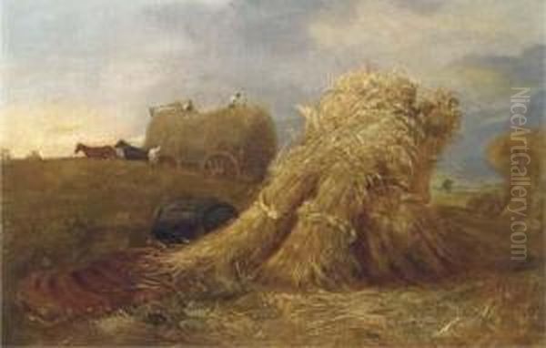 Haymaking Oil Painting by Arthur James Stark