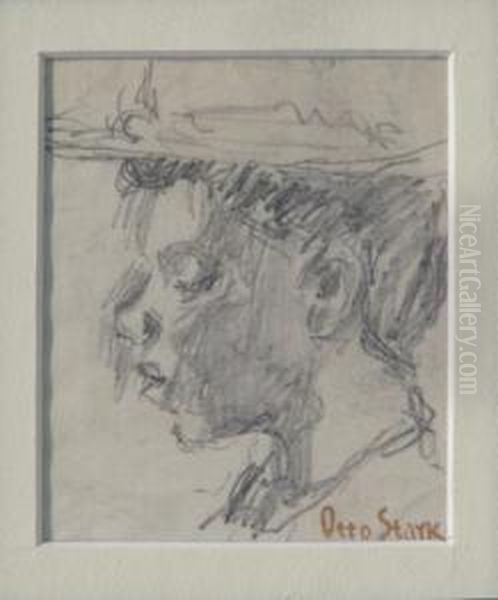 Portrait Of Young Farmer Estate Stamp Signed Developed By A Collector Oil Painting by Otto Stark