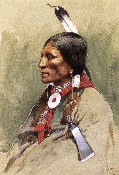 Indian Portrait Oil Painting by Henry Farny