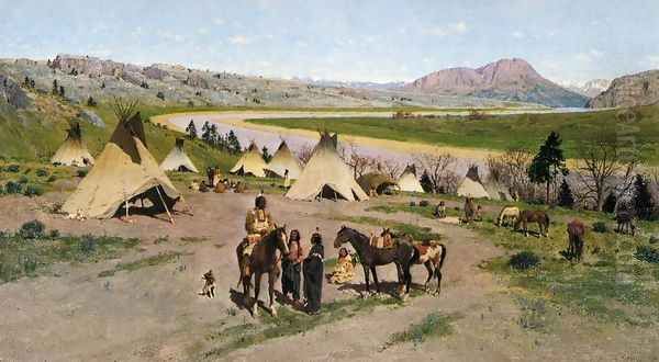 In the Foothills of the Rockies Oil Painting by Henry Farny