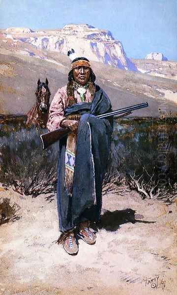 Indian Brave Oil Painting by Henry Farny