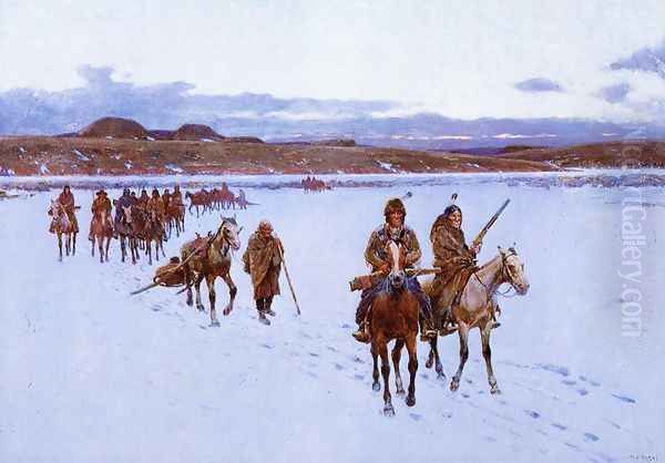 Departure for the Buffalo Hunt Oil Painting by Henry Farny