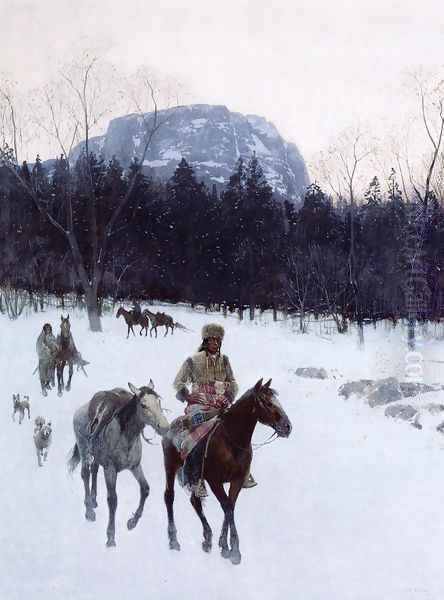 Obsidian Mountain in The Yellowstone Oil Painting by Henry Farny