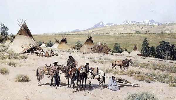 Indian Encampment II Oil Painting by Henry Farny