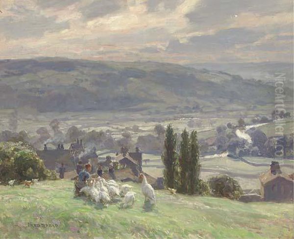 Feeding The Poultry Oil Painting by Frederick Stead