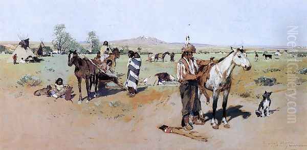 Indian Encampment Oil Painting by Henry Farny