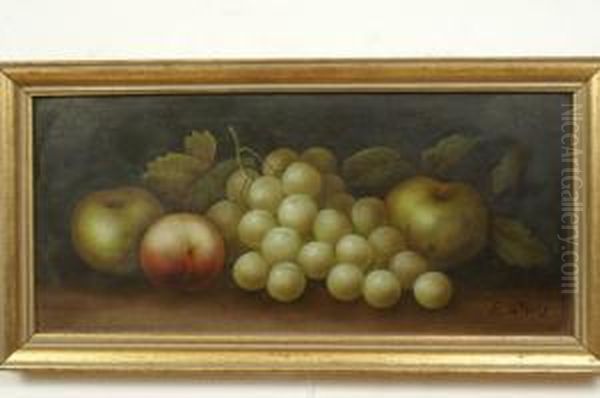 Still Life, Apples And Grapes Oil Painting by Edwin Steele