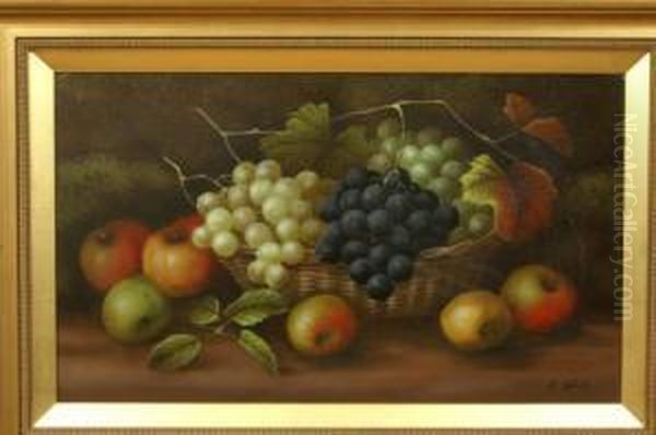 Still Life, Peaches, Grapes And Plums Oil Painting by Edwin Steele