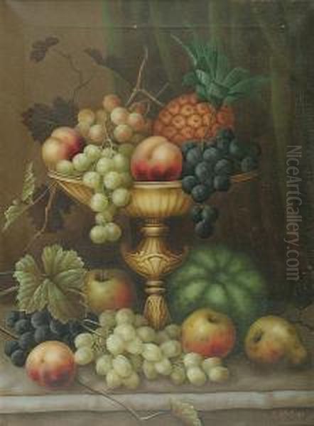 Still Life Of Fruit On A Tazza Oil Painting by Edwin Steele