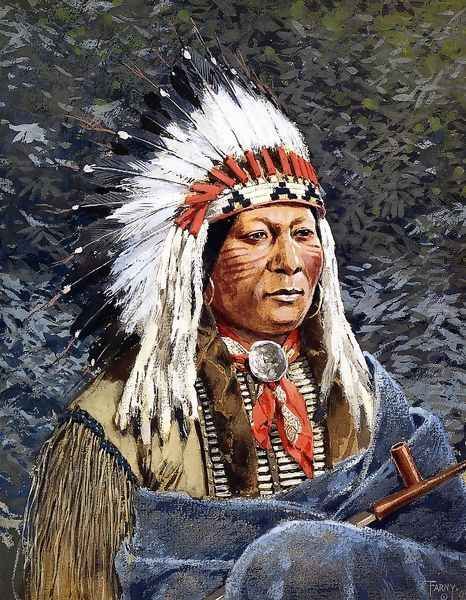 Sioux Chief Oil Painting by Henry Farny