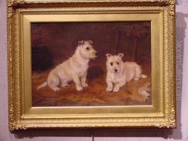 Highland Terriers, 'breakfast Time' Oil Painting by Gourlay Steell