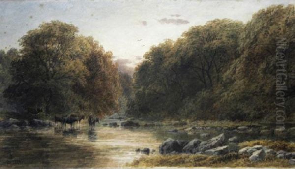 River Pastoral, Evening Oil Painting by John Steeple