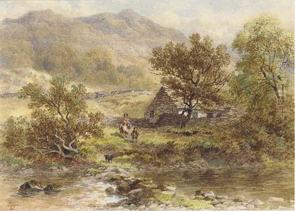 The Stepping Stones (illustrated); And Driving The Cattlehome Oil Painting by John Steeple