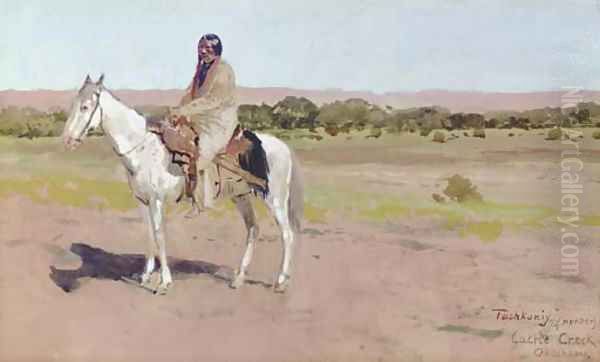 'Tashkoniy' (Herder), Cache Creek, Oklahoma Oil Painting by Henry Farny