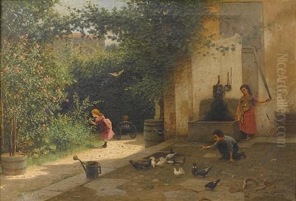 Un Angolo Del Giardino Oil Painting by Luigi Steffani