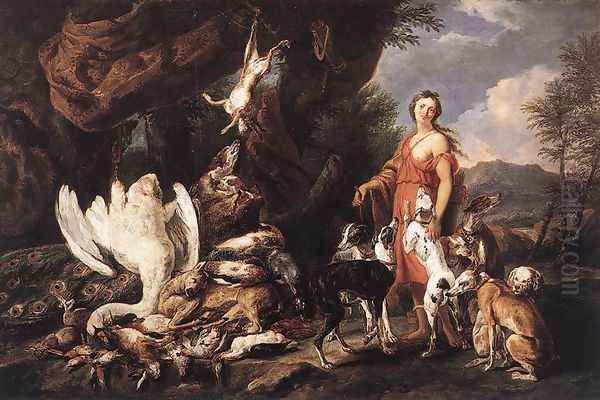 Diana with Her Hunting Dogs beside Kill Oil Painting by Jan Fyt