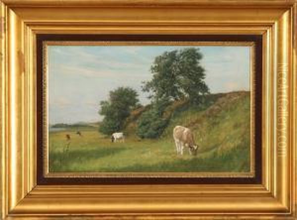 From The Meadow With Grazing Cows Oil Painting by Povl Steffensen