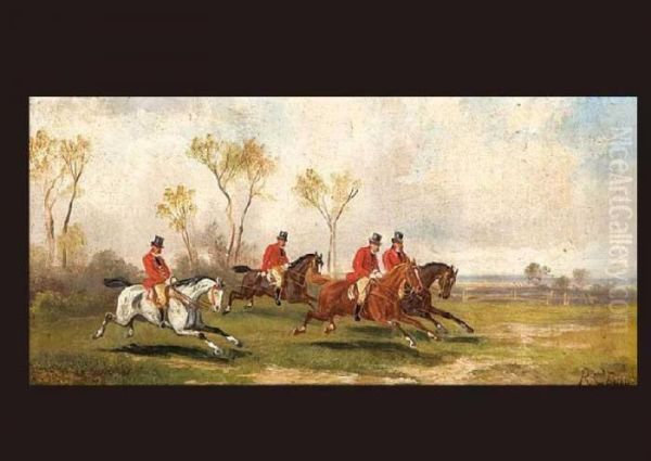 Landscape Of Horseback Riding Oil Painting by Alfred Steinacker