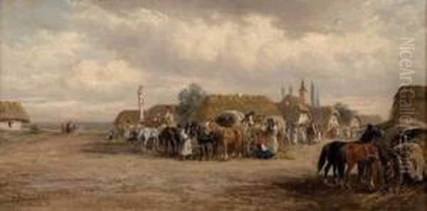 Ungarische Dorfszene Oil Painting by Alfred Steinacker