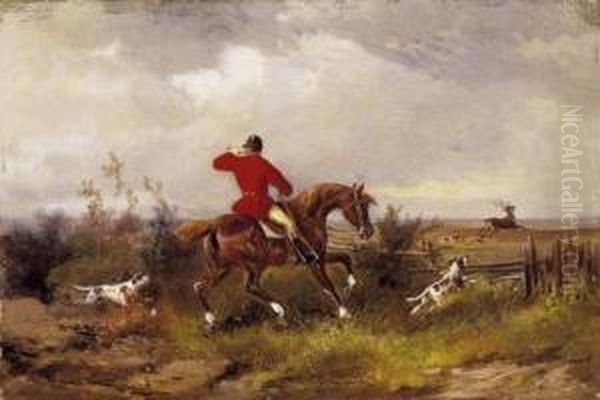 Deer Hunting Oil Painting by Alfred Steinacker