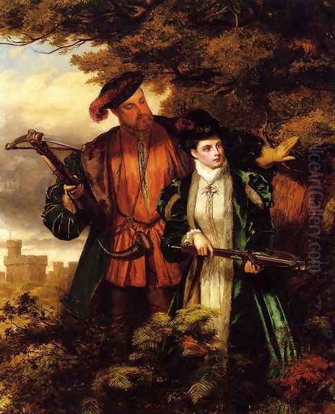 Henry VIII and Anne Boleyn Deer Shooting In Windsor Forest Oil Painting by William Powell Frith