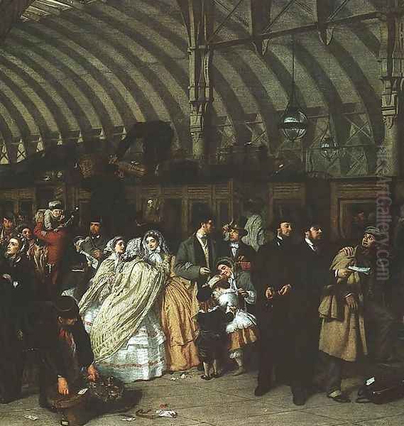 The Railway Station (detail) 1862 Oil Painting by William Powell Frith